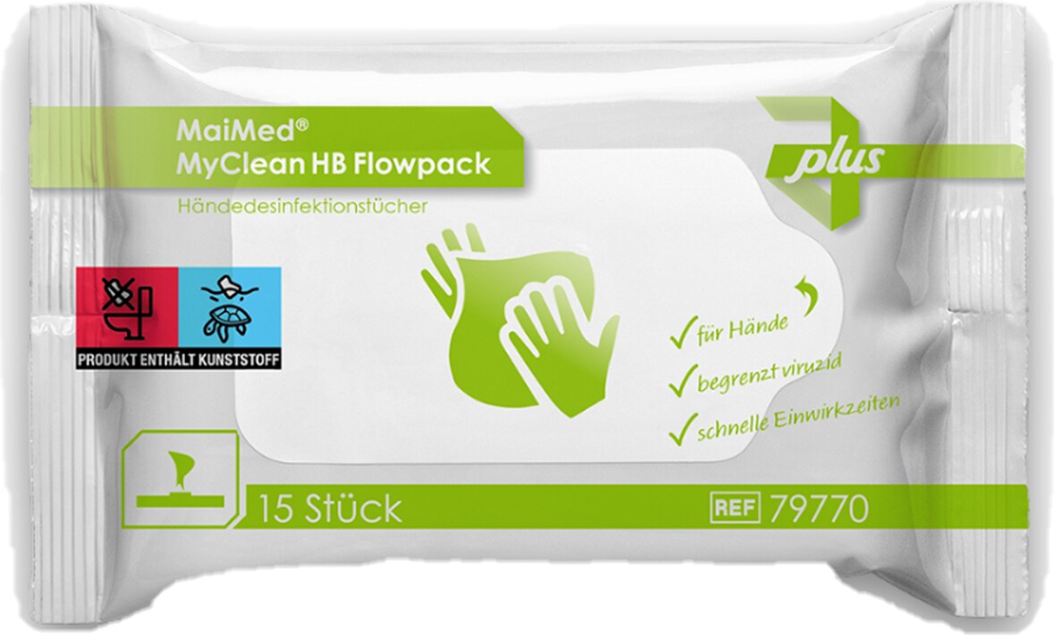 MaiMed MyClean HB Flowpack - 63 x 15 Desinfektionstücher - Handdesinfektion