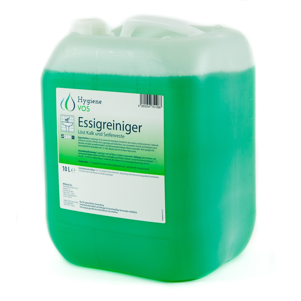 Hygiene VOS Essigreiniger 10L | Entkalker Allzweckreiniger | Sanitär & Küche | Phosphatfrei | Gastronomie, Hotels & Großküchen