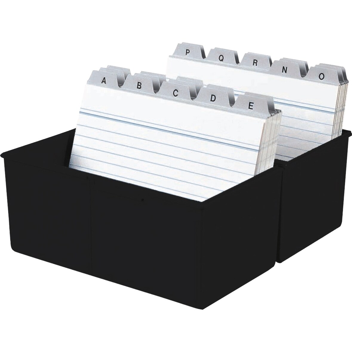 Karteikartenbox A8 quer inkl. 100 Karten und Register schwarz Packung mit 6 Stück