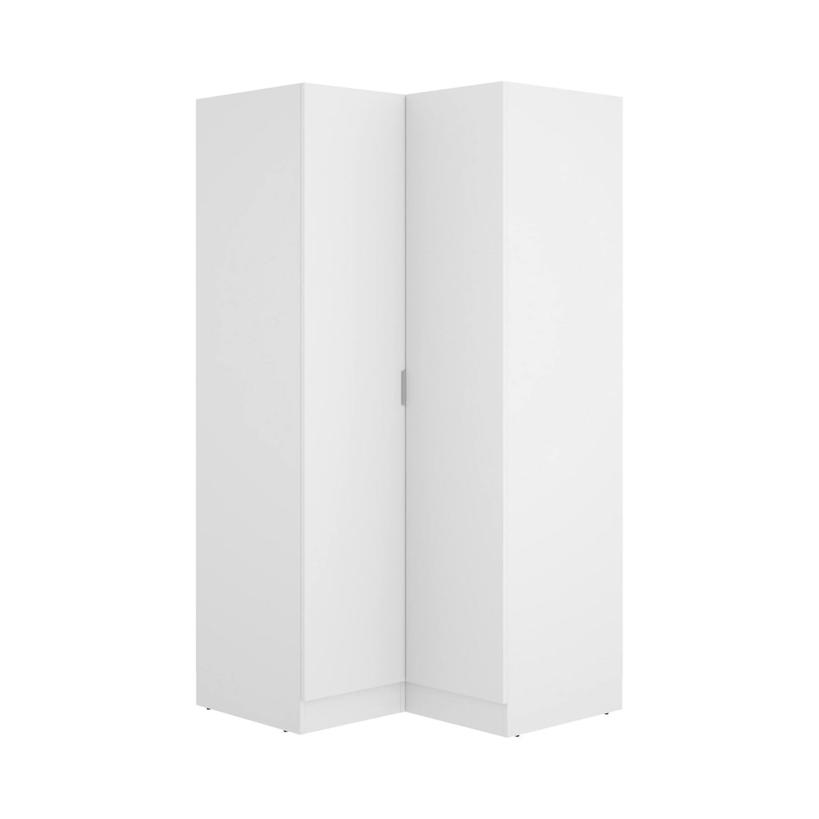 Dmora Guardaroba Elgon, Mobile angolare per camera da letto, Armadio appendiabiti ad angolo a 2 ante battenti, 91x93h184 cm, Bianco
