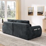 thumbnail of Merax 2-Sitzer Sofa mit USB-Ladeanschluss & Seitentasche, hochfedernder Schaumstoff, Samt, Grau