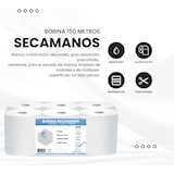 thumbnail of Bobina Papel secamanos mecha laminada 6 rollos de 150m 100% Celulosa Doble Capa