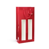 thumbnail of Tasche für 2 Flaschen mit Fenster aus rotem Glanzpapier mit Kordelgriffen je 100 - Gimex