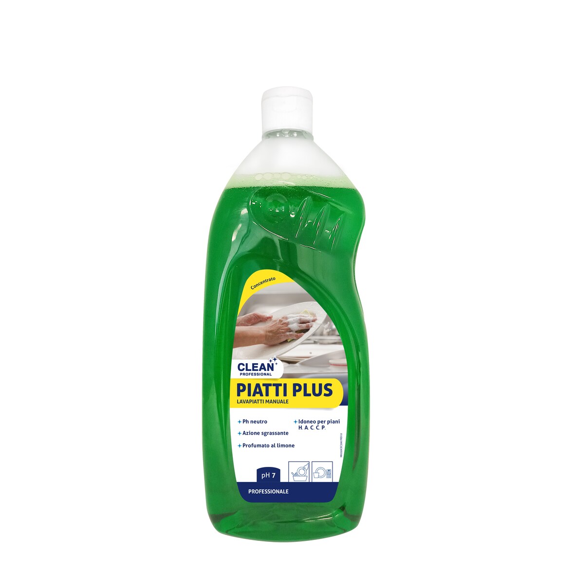 Clean Professional. Confezione da 3lt. Detergente liquido per il lavaggio manuale di piatti e stoviglie. Profumo al limone.Verde.