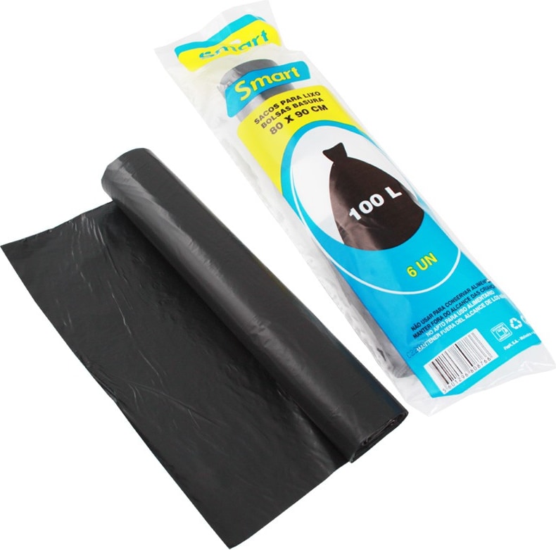 6 x Müllbeutel 100 l (80 x 90 cm), schwarz
