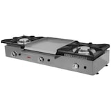 thumbnail of MBH - Gaskookplaat met 2 branders en 1 gelamineerde bakplaat 40 x 40 in het midden voor keuken van bar, restaurant en horeca.