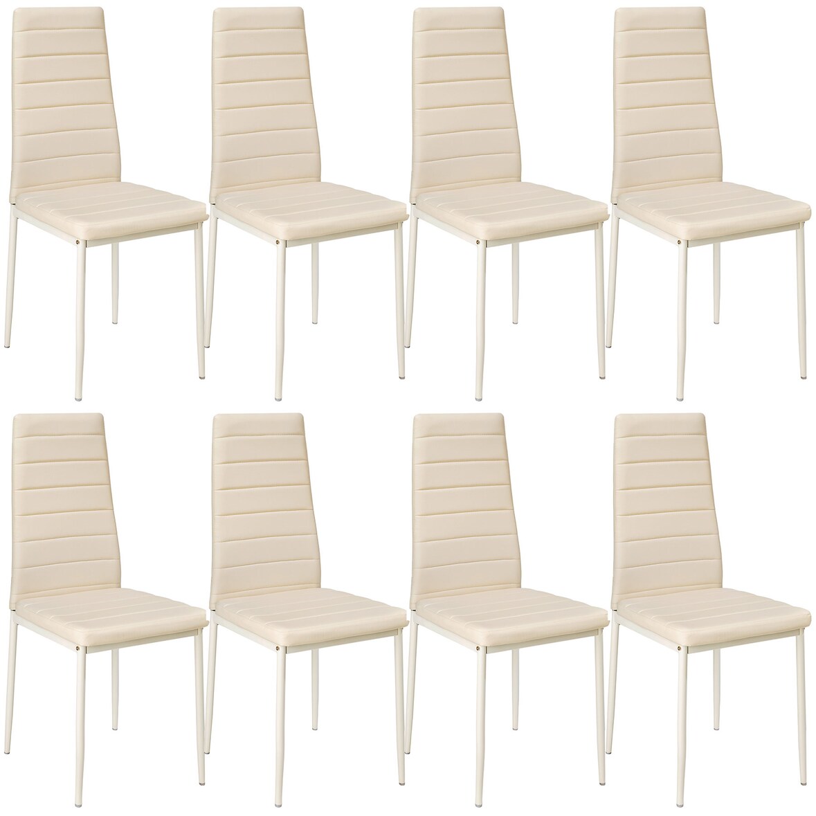 tectake 8 sedie da sala da pranzo in pelle sintetica - beige - 404122