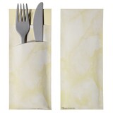 thumbnail of 30 Bestecktaschen mit Serviette creme beige marmoriert 20 cm
