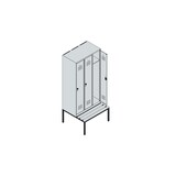 thumbnail of C+P Spind Classic PLUS, Kunststoff untergebaute Sitzbank, 3 Abteile, HxBxT 212x90x82cm, Sicherheitsdrehriegel, Hellgrau/Hellgrau von PROREGAL