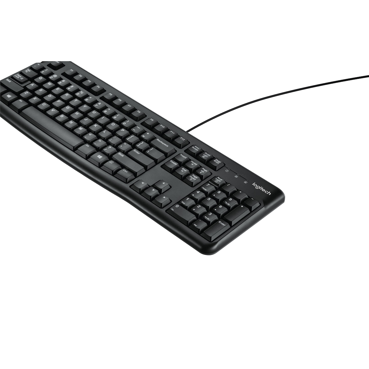 Logitech K120 Corded Keyboard Tastatur Büro USB QWERTY US International Schwarz