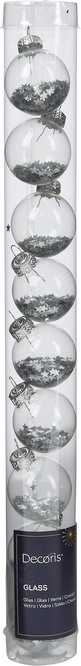 thumbnail of 9 Weihnachtskugeln Glas mit Sternen gefüllt 3cm kleine Christbaumkugeln Weihnachtsbaumkugeln Christbaumschmuck Weihnachtsbaumdeko Silber transparent