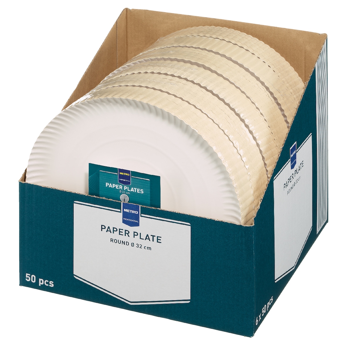 METRO PROFESSIONAL Einwegpappteller flach, Ø 32 cm, 6 x 50 Stück