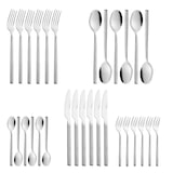 thumbnail of 30-teiliges Besteck Silke, aus Edelstahl 18/0 poliert, massiv geschmiedet. Messer aus Klingenstahl.