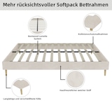 thumbnail of Modernes Bettgestell 160x200 cm aus hochwertigem niederländischem Velours in Beige, zeitloses Design für Ihr Schlafzimmer