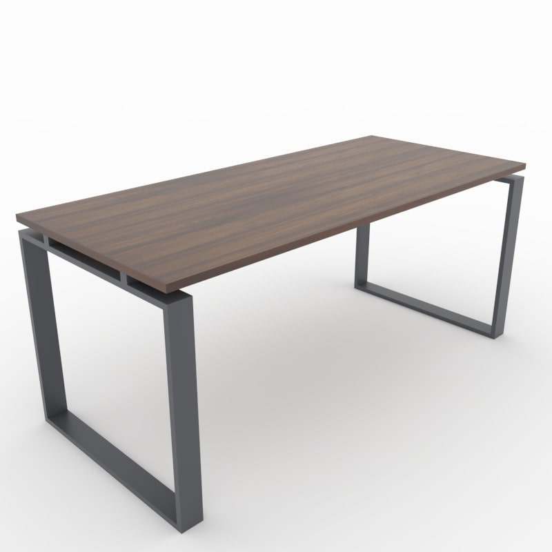 Oficit. Mesa de oficina y hogar. Estructura Marco Cerrado gris grafito, con tablero nogal. Fabricado en España. Medidas: 160x80cm (largo x ancho)