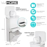 thumbnail of WellHome - Cubo de Basura Vertical con ruedas 42L de 3 Compartimentos (24L + 4L + 14L)
