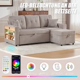 thumbnail of Merax 3-Sitzer-Schlafsofa mit Schlaffunktion, Mehrfunktionales Cord-Sofa mit  USB-C, Hellgrau