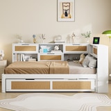 thumbnail of Schlafsofa 140x200 cm aus Holz mit Ausziehbett – multifunktionales Einzelbett für kleinen Raum Weiß