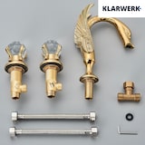 thumbnail of ADRIAAN | 3-gats badkamerkraan grote zwaan goud | Hotelcatering luxe design badkraan 2-greeps mengkraan wastafelmengkraan