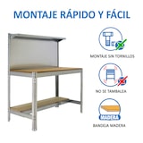 thumbnail of SimonRack Établi d’atelier, 1510x610 mm, panneau perforé, Charge 600 kg, Galvanisé - BT-3
