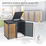 thumbnail of ML-Design Mülltonnenbox 3er für 3 Tonnen à 240 L – 200x80x116 cm, Anthrazit-Holzoptik, wetterfest und abschließbar, Stahl, mit Klappdeckel und 3