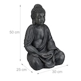 thumbnail of Relaxdays XL Buddha Figur sitzend, 50 cm hoch, Feng Shui, Outdoor, Garten Dekofigur, große Zen Buddha Statue, dunkelgrau