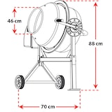 thumbnail of Betoniera Elettrica 70 Litri 220 Watt Impastatrice Miscelatore Cemento Con 2 Ruote Certificazione CE Telaio In Acciaio Per Malta Calcestruzzo 30 RPM
