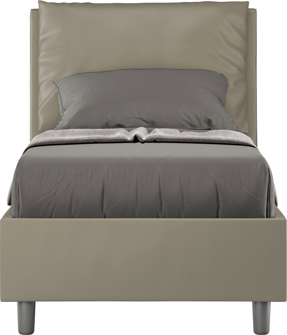 Gepolstertes Bett ohne Lattenrost 80x200 mit Kunstlederbezug Cappuccino Antea