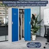 thumbnail of Umkleideschrank Spind WIEN - 2 Abteile, Etikettenhalter | Umkleidespind Metall Schließfachschrank Garderobenspind, 180x80x50cm Grau-Blau