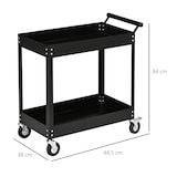 thumbnail of DURHAND Carrinho de Ferramentas de 2 Níveis com Rodas para Garagem Oficina Mecânica Carga Máxima 150 kg 84,5x38x84 cm Preto