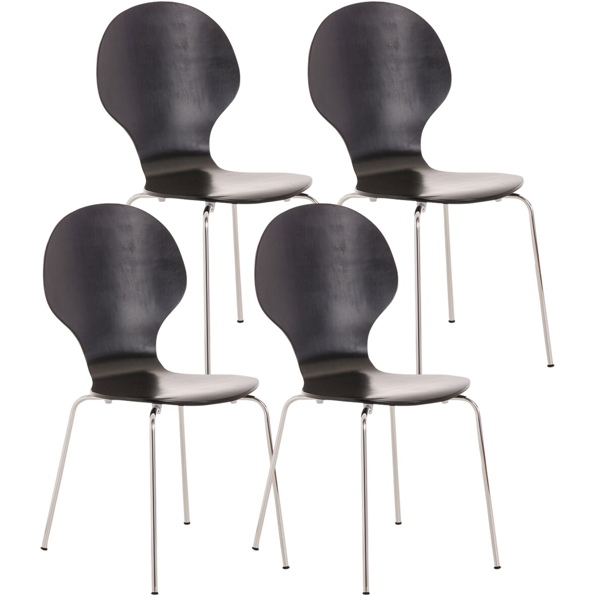 4er Set Besucherstuhl ATHENS - Holz Schwarz 43x45x86 cm | Besucherstühle Konferenzstuhl Wartezimmerstuhl Bürostühle Bürostuhl Konferenzraum