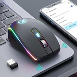 thumbnail of Souris Gaming Sans Fil Silencieuse 6 Boutons RGB Rechargeable 1600DPI Argent YONIS