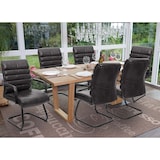 thumbnail of 6er-Set Konferenzstuhl HWC-H31, Esszimmerstuhl Freischwinger Vintage Wildleder-Optik Metall FSC® ~ Kunstleder schwarz