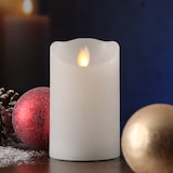 thumbnail of LED Kerze mit beweglicher Flamme Echtwachs Rustik-Optik H: 12,5cm Timer weiß
