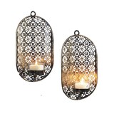 thumbnail of 2er Set Wandkerzenhalter Teelichthalter Metall Glas