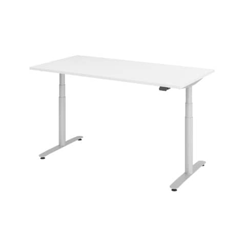 Schreibtisch T-Fuß, elektrisch höhenverstellbar, 160 x 80cm, weiß/graphit