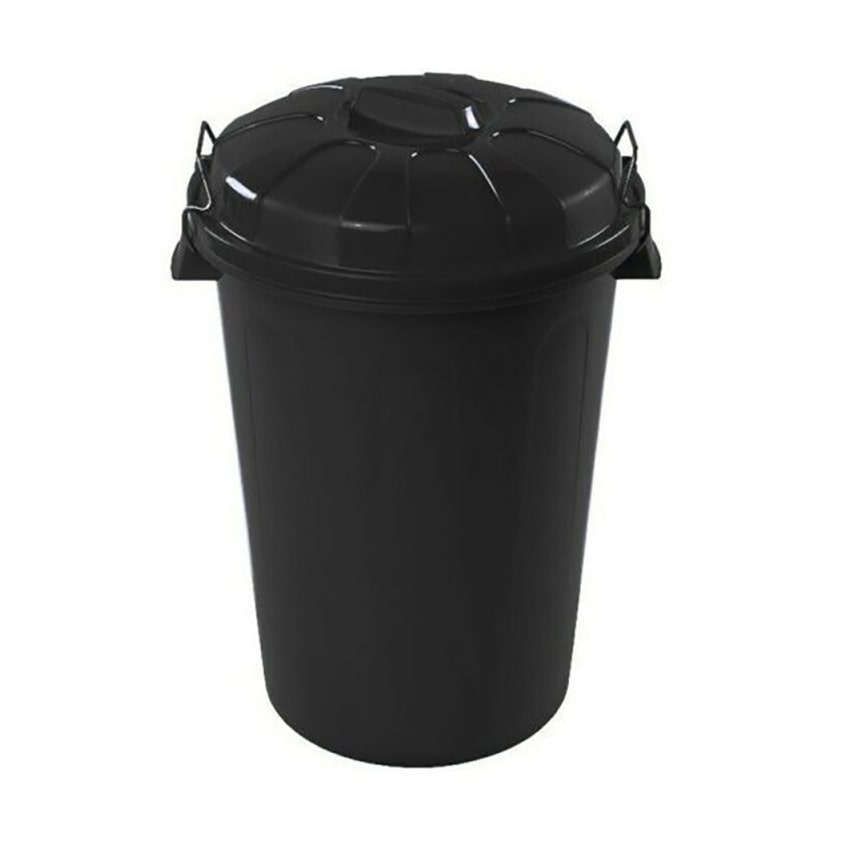 Cubo de basura con tapa 100 litros basurero negro asas de presión