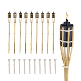 thumbnail of Relaxdays Gartenfackeln, 10er Set, Bambus, Ölfackeln für draußen, Outdoor Fackeln mit Ersatzdocht, Höhe: 80 cm, natur