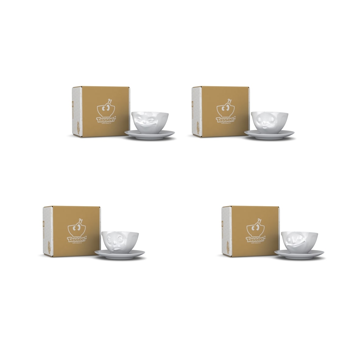 Tassen-Set 4-tlg. - jeweils 200 ml - FIFTYEIGHT Kaffeetasse - Dekor Weiß - 1 Set