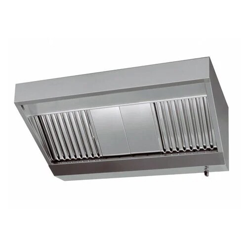 Hotte professionnelle adossée trapézoïdale motorisée 2500x900 mm – Inox grande profondeur avec moteur intégré  - FAE