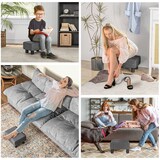 thumbnail of Fußhocker Leinenoptik Dunkelgrau 40x30x24 cm, gepolstert mit Holzrahmen