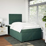 thumbnail of vidaXL Boxspringbett mit Matratze Dunkelgrün 120x190 cm Samt