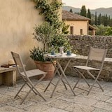 thumbnail of Ensemble pliable pour balcon avec table ronde Ø60 en métal peint et 2 chaises en textilène, gain de place pour terrasse et véranda - NEMO&LILIA Sable