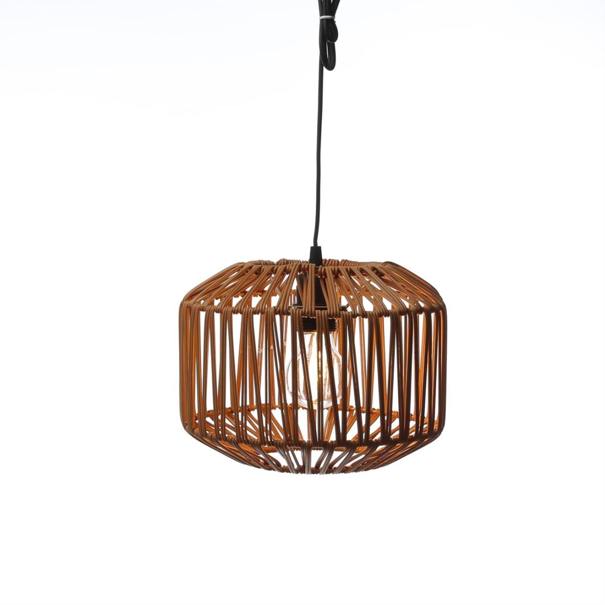 LED Hängeleuchte Lampenschirm aus Kunststoffseil für Terrasse D: 24,5cm Timer