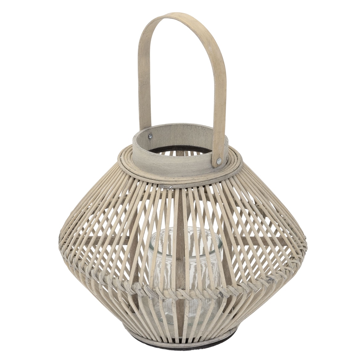 ECD Germany Bambus Laterne, Windlicht H:42 cm Holzfarbe, Gartenlaterne mit Henkel & Glaseinsatz, Bambuslaterne, Kerzenhalter Innen/Außen, Deko Laterne