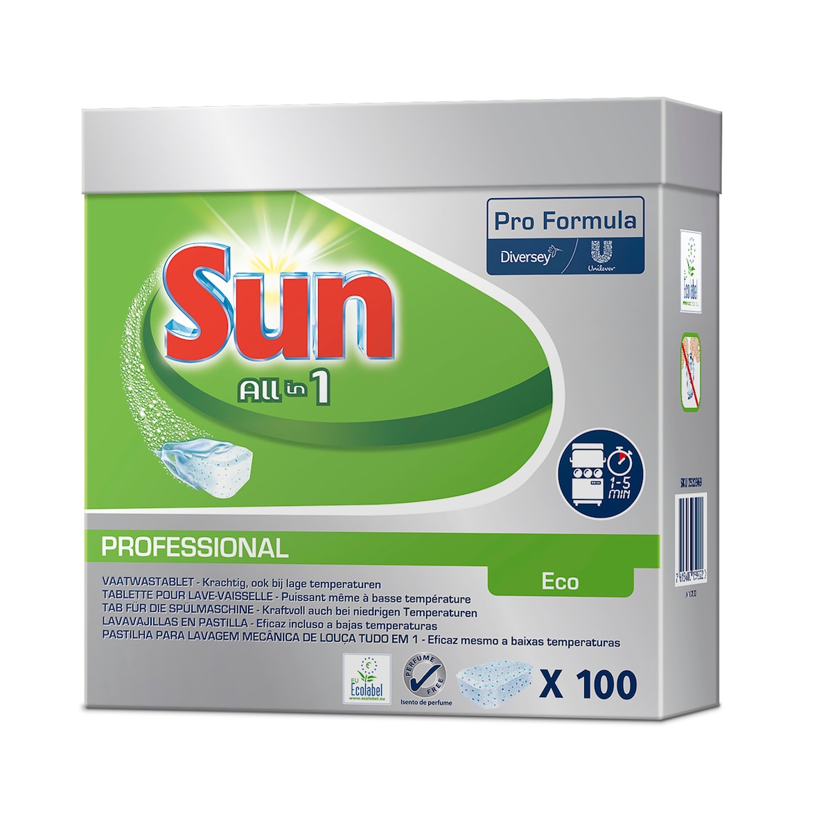 Sun Prof. All in 1 ECO Tabs umweltfreundliche Tabs für die Spülmaschine mit Reiniger, Klarspüler und Salz in wasserlöslicher Folie 100 Tabs
