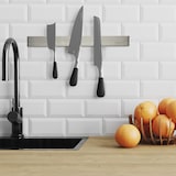 thumbnail of Relaxdays Magnetleiste Edelstahl, selbstklebend, 30 cm lang, Wand Magnetschiene für Messer & Werkzeug, silber/schwarz