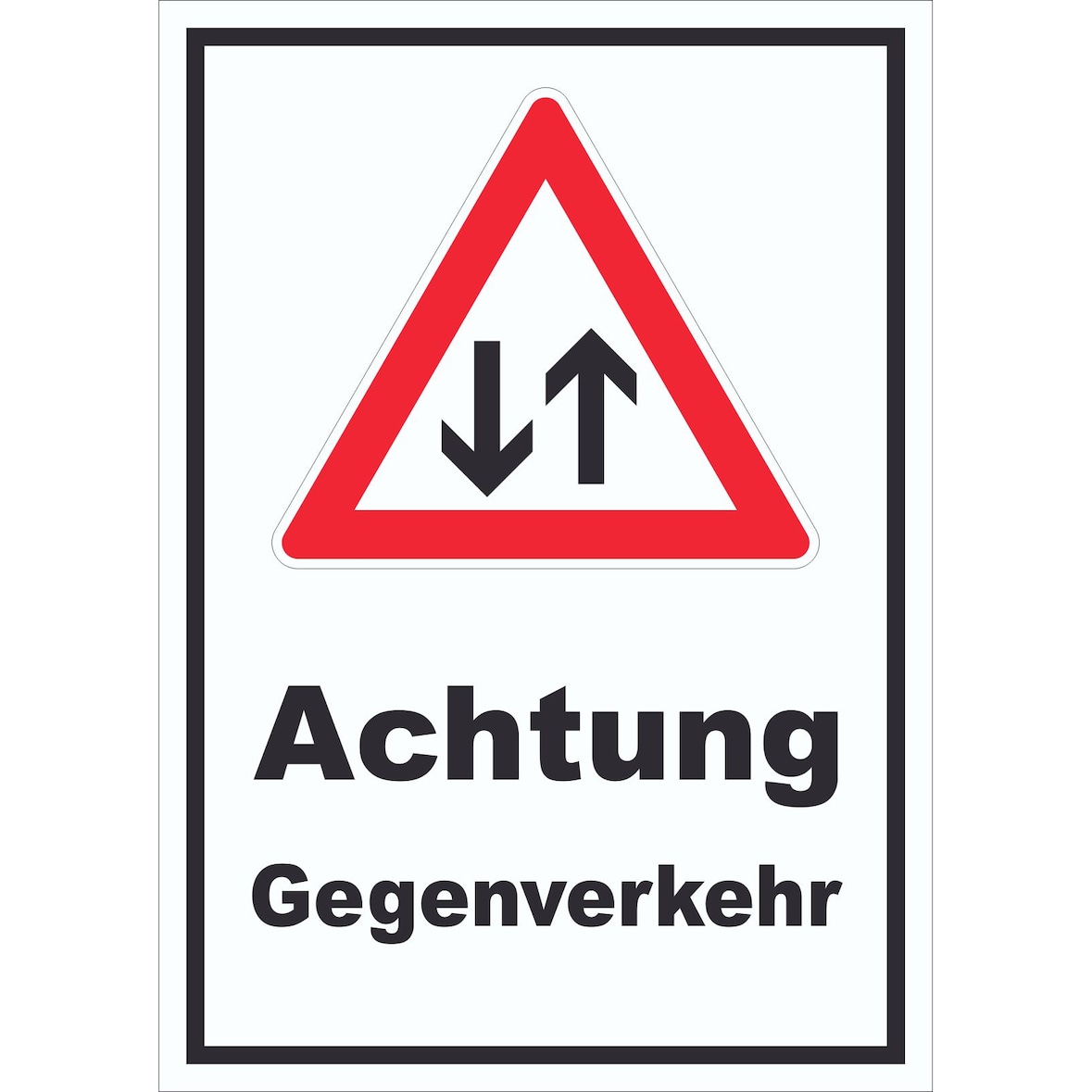 Schild Achtung Gegenverkehr A6 Rückseite selbstklebend