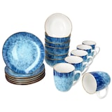 thumbnail of Marina 18tlg Frühstücksset Porzellan 6 Pers kleine Teller Schale Becher blau