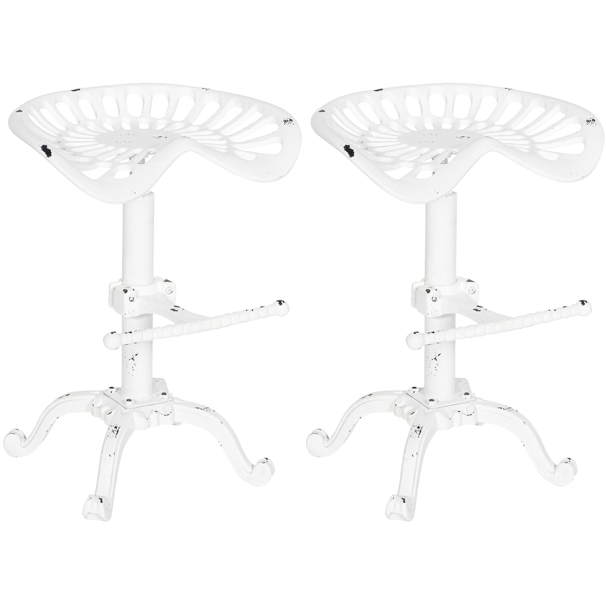 Conjunto de 2 bancos de bar Butch branco antigo.